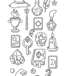 pattern with magic items witchcraft alchemy vector image