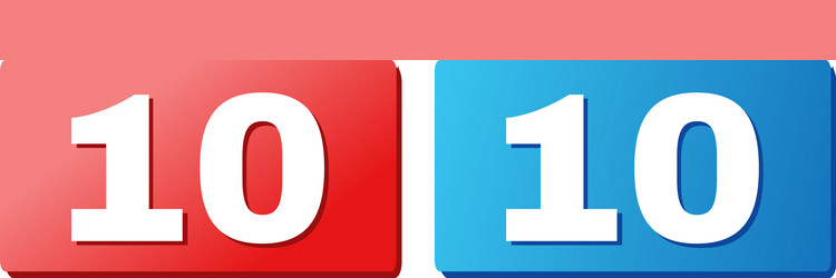 10 text on blue and red rectangle buttons vector image