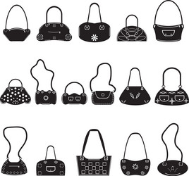 Black icons female bags vector