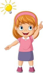 cartoon little girl with big idea Vector Image
