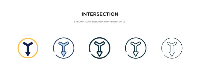 intersection icon in different style two colored vector