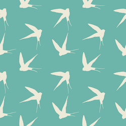 seamless pattern with swallow silhouette on color vector image