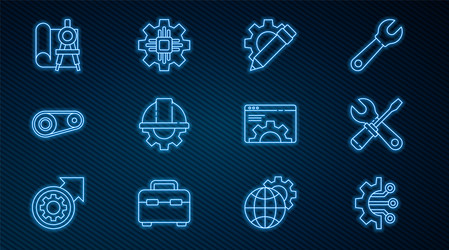 set line algorithm screwdriver and wrench spanner vector image