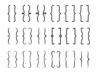 Brace bracket curly brackets icons vintage Vector Image