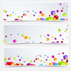 bright cube web header footer set vector