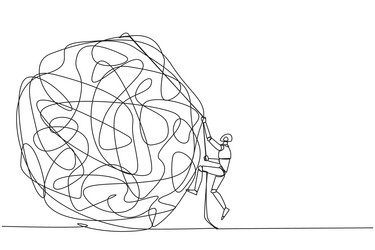 continuous one line drawing smart robot climbs vector image