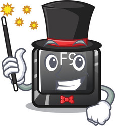 magician button f9 on a cartoon computer vector image