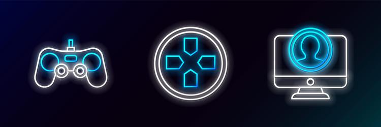 set line create account screen gamepad and icon vector image