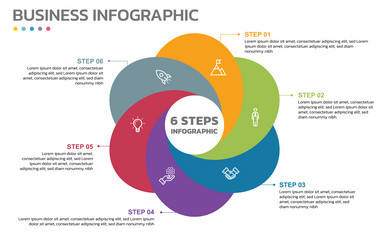 visual data presentation cycle diagram with 6 vector image