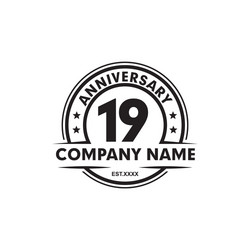 19th Anniversary Celebration Logo Vector Image