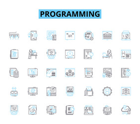 programming linear icons set debugging syntax vector image