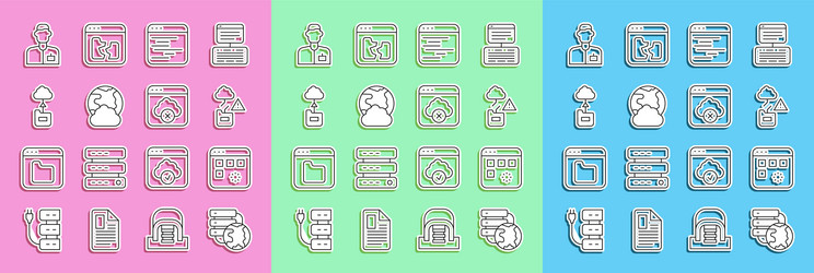set line network cloud connection loading data vector image