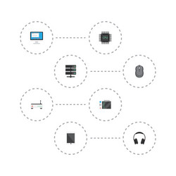 flat icons router datacenter computer mouse vector image