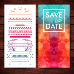 Save the date template with elegant borders vector