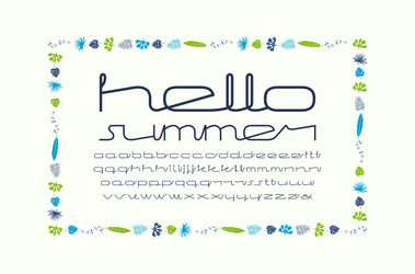 decorative lowercase extended font and frame vector image