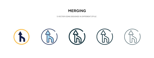 merging icon in different style two colored vector