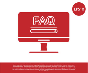 red computer monitor with text faq information vector image