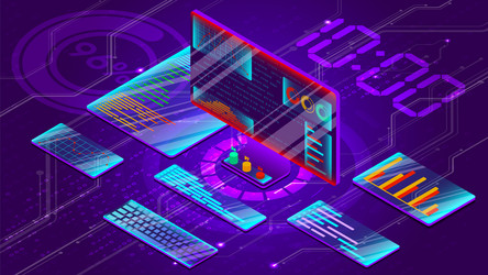 data analysis on a personal computer vector image