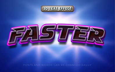faster 3d editable text effect style vector image