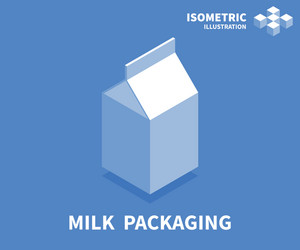 milk packaging icon isometric template vector