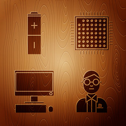 set scientist battery computer monitor vector image