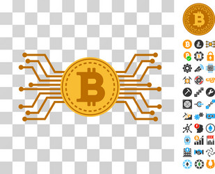 bitcoin circuit links icon with bonus vector image