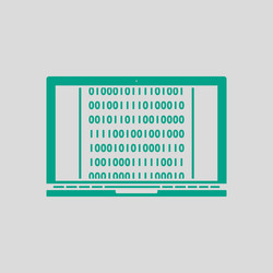 laptop with binary code icon vector image
