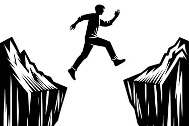 Man Jumping Between Cliffs vector image