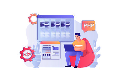 Programmer Working Scene - Tech Collaboration vector image