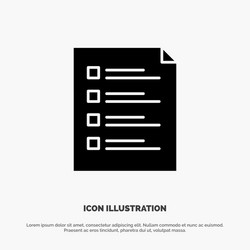 checklist check file list page task testing solid vector image