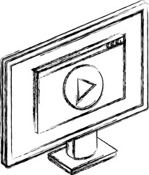 computer display with media player vector image