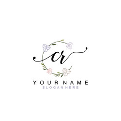 elegant floral initial logo designs with cr Vector Image