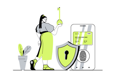 secure payment web concept with flat cartoon vector image