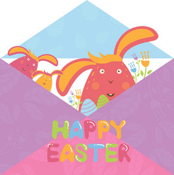 concept happy easter envelope with flowersbunny Vector Image