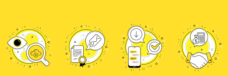 e-mail scroll down and cloud computing icons set vector image