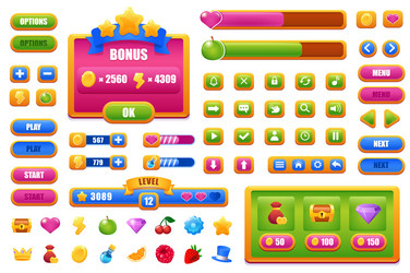 Game UI Kit - Buttons & Panels vector image