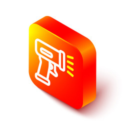 isometric line scanner scanning bar code icon vector image