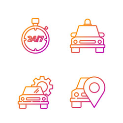 set line map pointer with taxi car service vector image