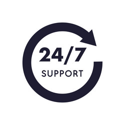 24/7 Support Badge with Circular Arrow Vector Image
