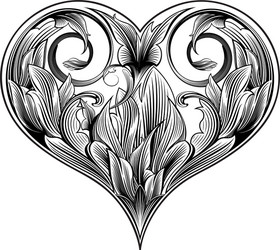Simple heart black and white children hand Vector Image