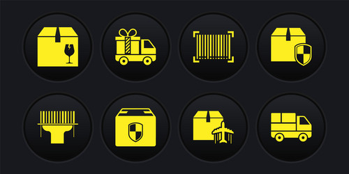 set scanner scanning bar code delivery box vector image
