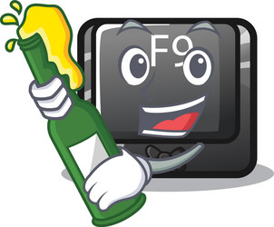 with beer button f9 on a cartoon computer vector image
