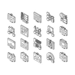 Cyber crime internet business isometric icons set vector