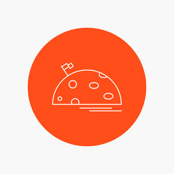 planet space moon flag mars white line icon vector image