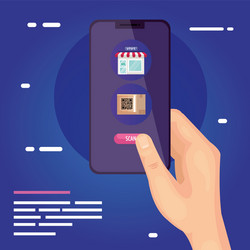 qr code box and store inside smartphone vector image