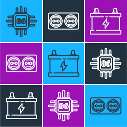 set line processor with microcircuits cpu car vector image