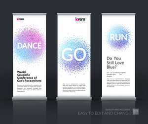 set of modern roll up banner vertical stand vector