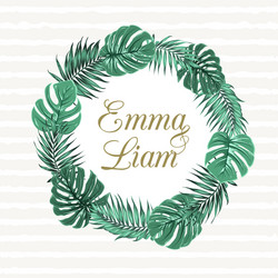 Tropical Wreath - Wedding Invitation Vector Image
