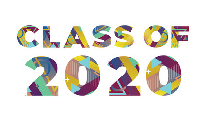 class 2020 concept retro colorful word art vector