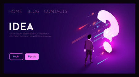 man stands in front of question mark support vector image